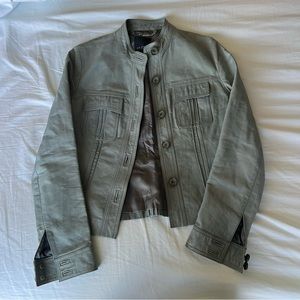 Ted Baker Sage Green Leather Jacket US size 6 Ted size 2